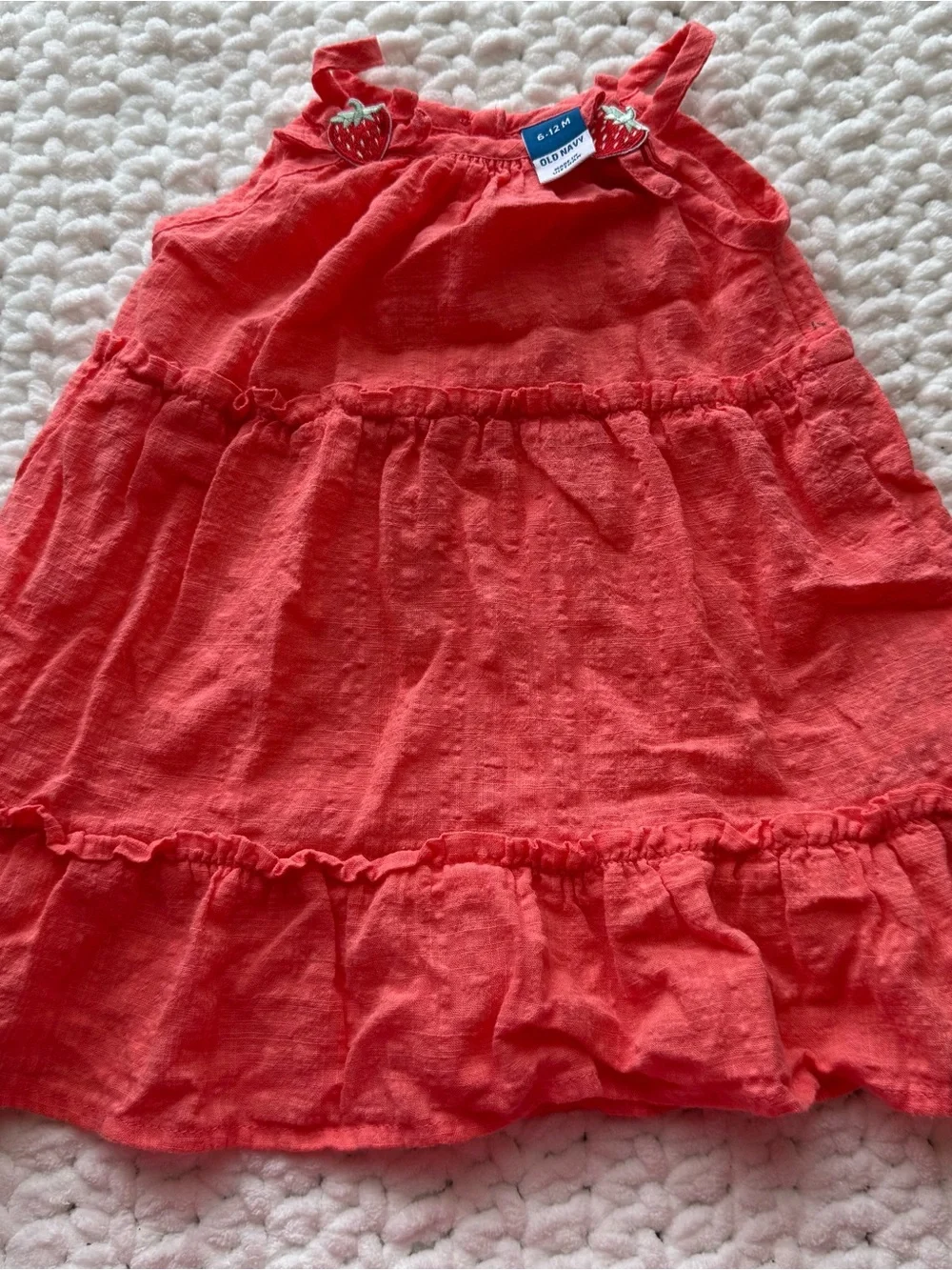 Old Navy Coral Tiered Sundress with Strawberry Accent